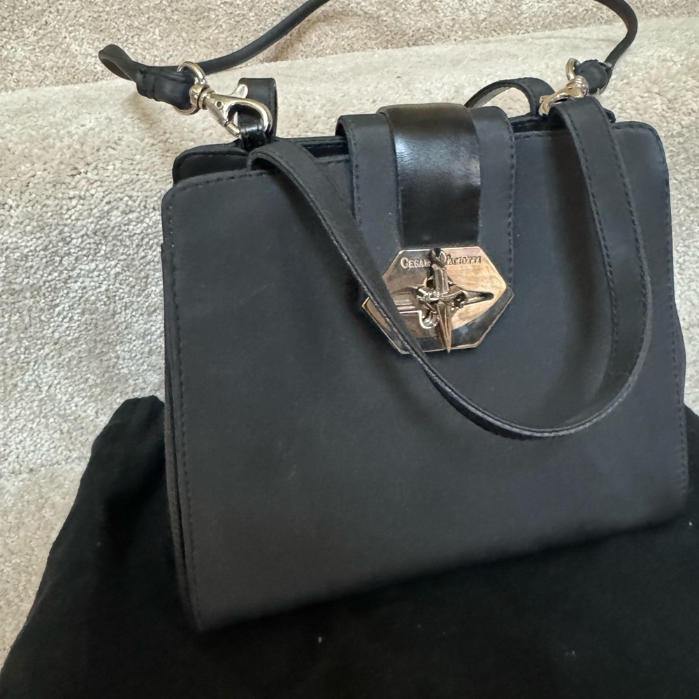 Cesare Paciotti Black Canvas and Leather